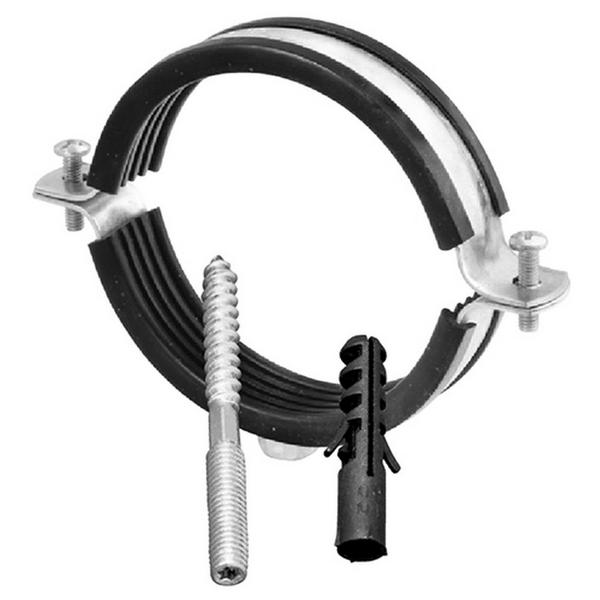 Хомут сантехнический 48-52 мм (1.1/2") металлический, М8 со шпилькой, дюбелем