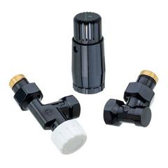 Изображение товара Комплект подключения SCHLOSSER STANDARD MINI 1/2" осевой, Ral 9005, с термоголовкой MINI М30х1,5