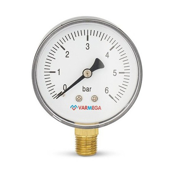 Манометр VARMEGA радиальный 63 мм, 6 бар, 1/4", VMMT10-630602