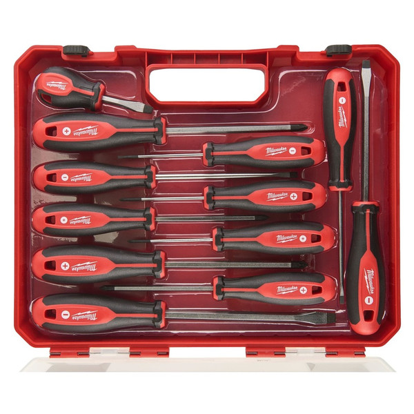 Набор отверток Milwaukee магнитных с трехгранной рукояткой в пластиковом кейсе (12шт) 4932472003