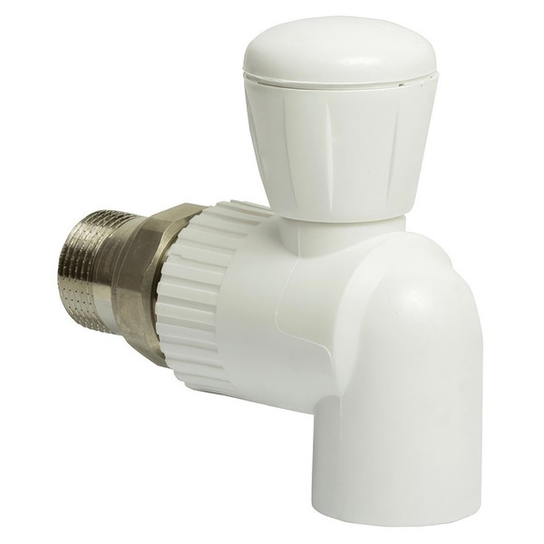 Кран шаровой "американка" PP-R угловой 25х3/4", белый
