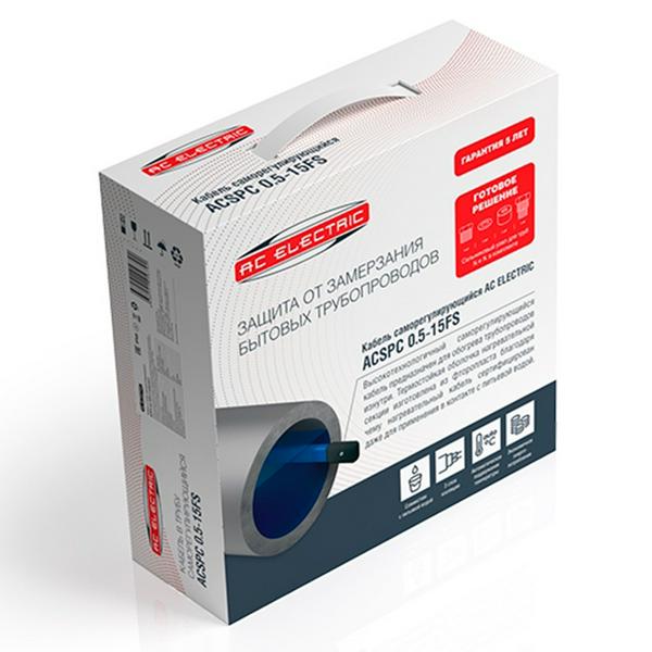 Кабель в трубу саморегулирующийся AC ELECTRIC ACSPC 0.5-15FS-10 (комплект)