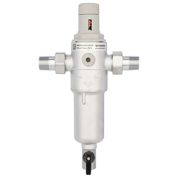 Фильтр сетчатый VARMEGA промывной, комбинированный 1/2", PN25, для ГВС и ХВС, VM22901
