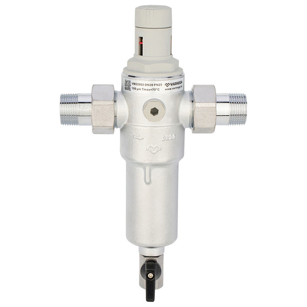Фильтр сетчатый VARMEGA промывной, комбинированный 3/4", PN25, для ГВС и ХВС, VM22902