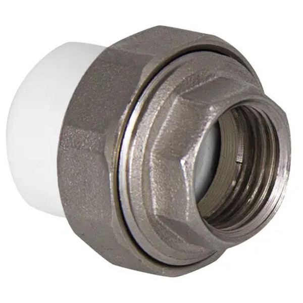 Муфта комбинированная ППРовая разъемная PPRC ВР 20х1/2" НГ (мет. штуцер) TEBO ВР, белая (уп. 10