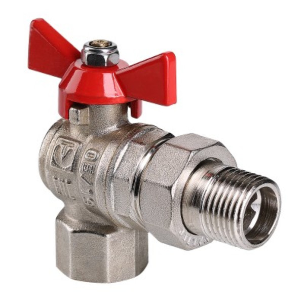 Кран шар. Valtec VT.228.N.04 BASE ВН 1/2" с американкой бабочка угловой