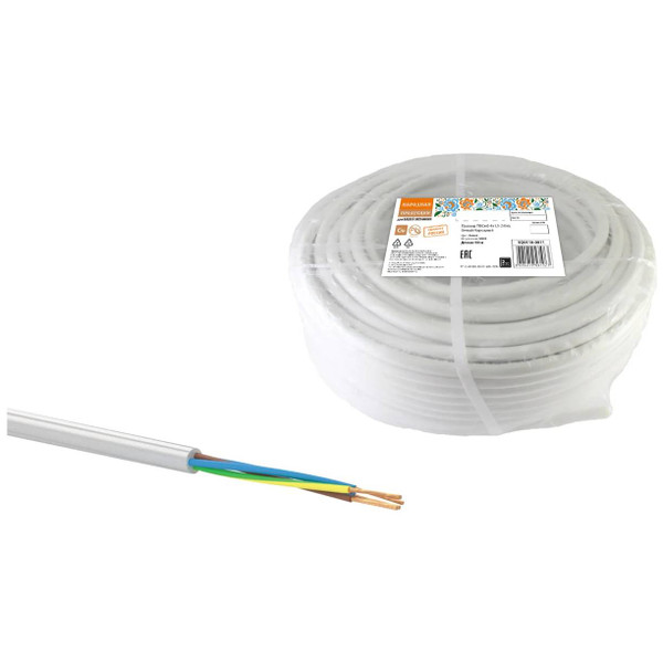 Провод TDM ELECTRIC ПВСмб 4х1,5 белый, Народный (50)