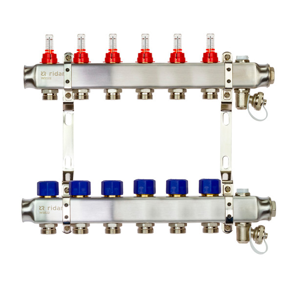 Комплект коллекторов РИДАН SSM-6RF set с расход.,кроншт.,руч. воздух.,слив.кран. и торц.заглуш.