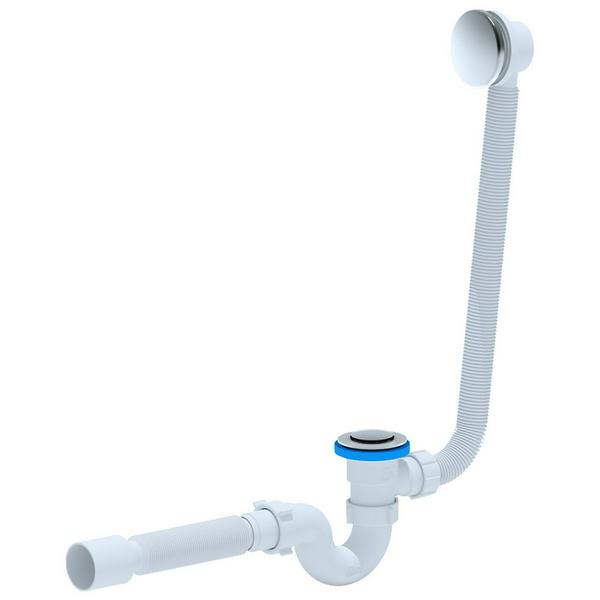 Сифон для ванны "АНИ" с переливом 1 1/2х40/50, нержавеющий выпуск, кнопка (EC155S) (Россия)