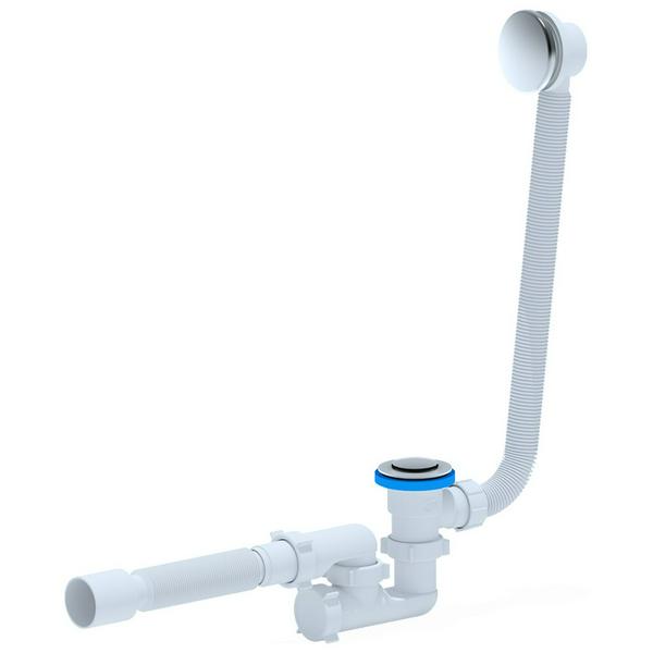 Сифон для ванны "АНИ" с переливом 1 1/2х40/50, нержавеющий выпуск, кнопка (EC255S) (Россия)