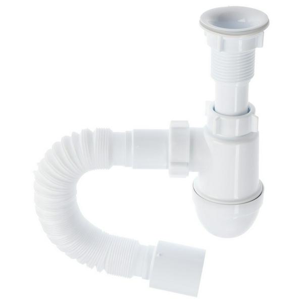 Сифон для мойки бутылочный "АНИ" с гибкой трубой 1 1/2х40/50, пластиковый выпуск (С5010) (Россия)