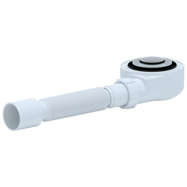 Сифон для поддона "АНИ" с гибкой трубой, нержавеющий выпуск, кнопка (Е455CLS) (Россия)