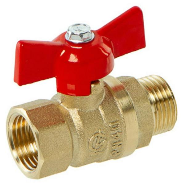 Кран шаровой ГАЛЛОП DN-15 СТАНДАРТ 231 бабочка красная, ВхН, PN 40