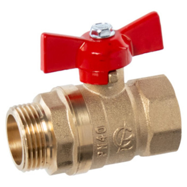 Кран шаровой ГАЛЛОП DN-20 СТАНДАРТ 231 бабочка красная, ВхН, PN40