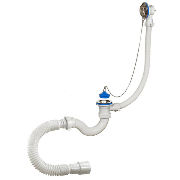 Сифон ОРИО для ванны 1 1/2, с гиб.трубой 40*40/50 дл.370мм, с выпуском и переливом А-40089 (1/30)