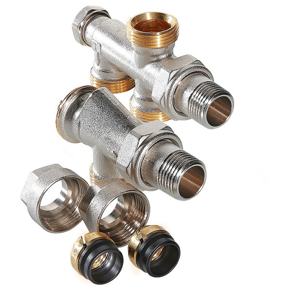 Узел бокового подключения при нижней разводке 1/2"х50проц.х3/4" (Valtec VT.225.K)(однотруб)