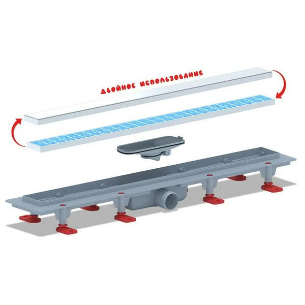 Трап линейный 650мм*62мм выход 40 мм АниПласт МОЛ сухой затвор TLQ1065