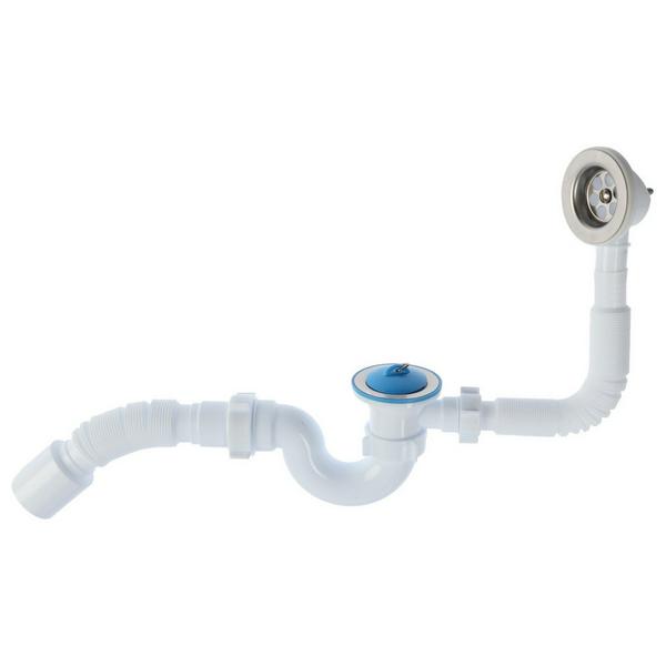 Сифон для ванны "АНИ" с гибкой трубой 1 1/2х40/50, пластиковый выпуск (С6155) (Россия)