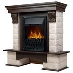 Портал Firelight Forte Classic камень белый, шпон темный дуб