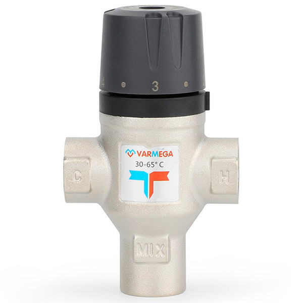 Клапан термосмесительный VARMEGA ВР 1/2", 30-65гр.С, Kvs 1.6, боковое смешение, VM17001