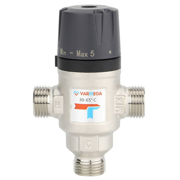 Клапан термосмесительный VARMEGA НР 1", 30-65гр.С, Kvs 1.6, боковое смешение, VM17203
