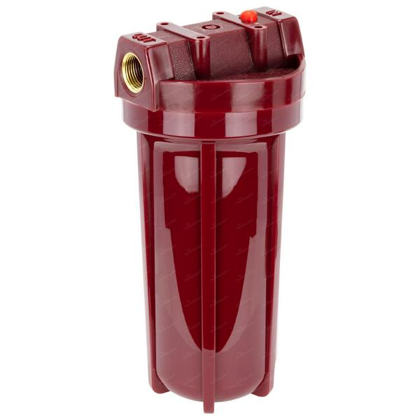 Корпус фильтра, SL10, ВР 3/4", для горячей воды, красный корпус, АкваБрайт (АБФ-ГОР-34)