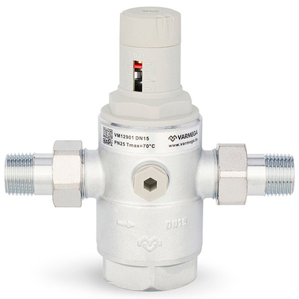 Редуктор давления VARMEGA 1/2", PN25, мембранный, с разъемными соединениями, VM12901