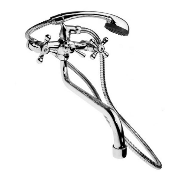 Смеситель МИРАЖ д/ванной 1/2" кер. шар. переключение, пласт.мах.TYE-1090 крест(20/1) Арт. TY-144PL