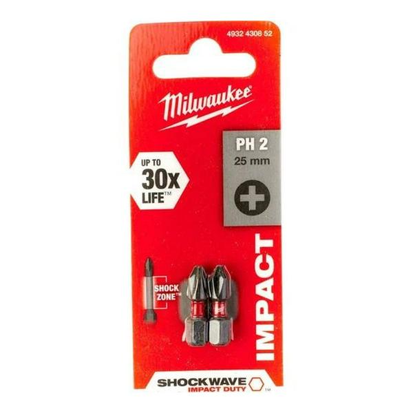 Насадка Milwaukee SHOCKWAVE PH2 25мм (упак_2) 4932430852