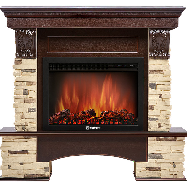 Портал Firelight Pietra 25S камень сланец натуральный, шпон темный дуб
