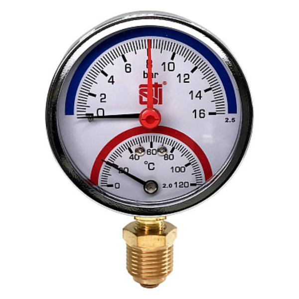 Термоманометр STI радиальный D80 120C 16 bar УП (G1/2)