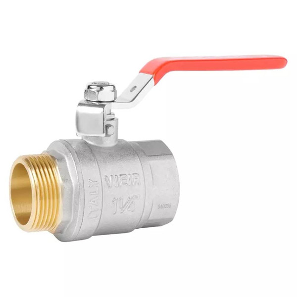 Кран VIEIR шаровый 1" ВН, красная ручка, никель (60/6) VR202-03