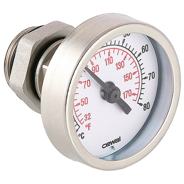 Термометр VALTEC 1/2" d 41 мм, 0-80гр., L-27 мм, G1/2 с задним подключением (VT.0617) (Италия)