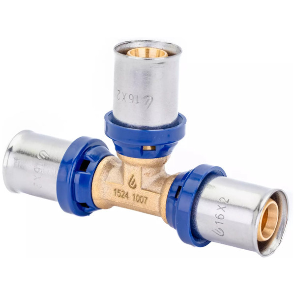 Тройник пресс для металлопластиковых труб Usystems MLC редукционный латунный 40-32-40