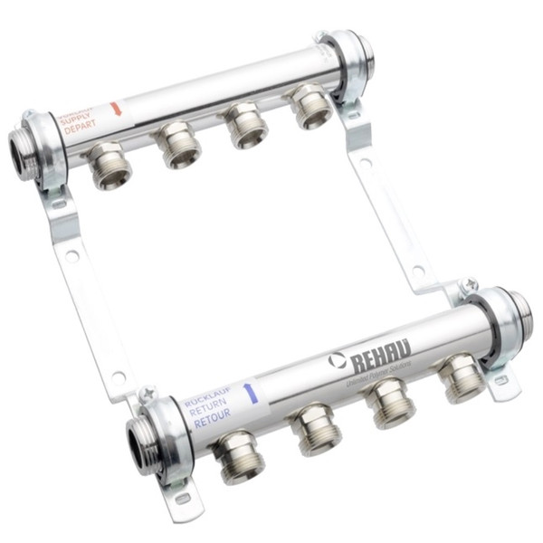 Коллектор распределительный REHAU HLV на 4 группы нерж. сталь