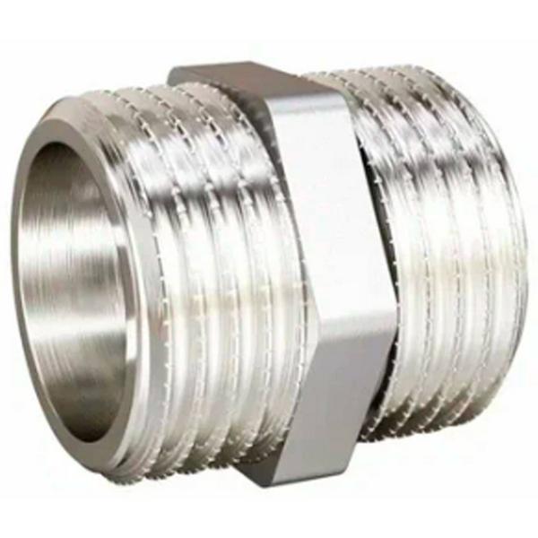 Ниппель прямой LD DN32 нр-нр, латунь никелированная