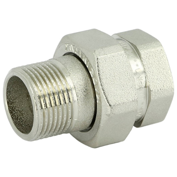 Соединение Uni-Fitt разъемное прямое НВ 3/4" с прокладкой O-RING, никелированная латунь