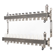 Изображение товара Коллектор Royal Thermo нерж. в сборе универсальный 1" ВР-3/4" НР с автомат. воздухоотвод-ми 11 вых.