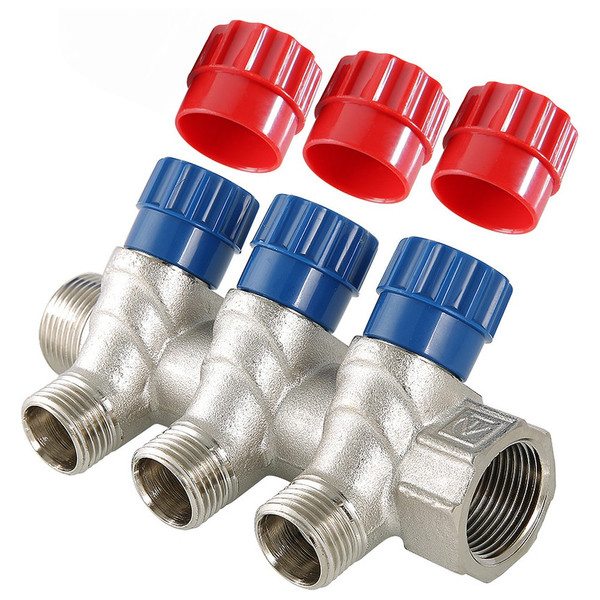 Коллектор с регулировочными вентилями 3 выхода 3/4" * 1/2" (VTc.560.N) (Valtec)