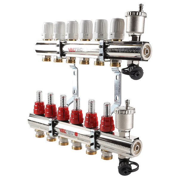 Коллекторная группа со встроенными расходомерами 3 выхода 1" Евроконус 3/4" (VTc.596EMNX) (Valtec)