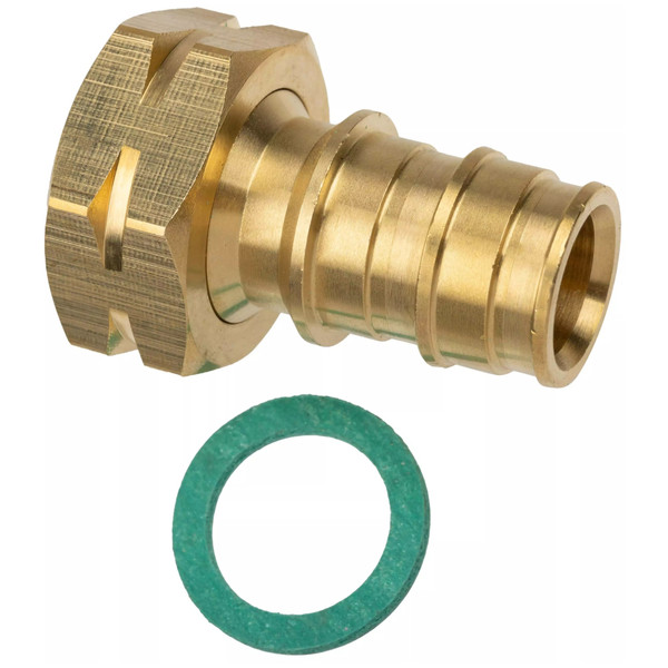 Штуцер Usystems с накидной гайкой латунный для труб PE-Xa 16-G3/4"НГ, тип 2