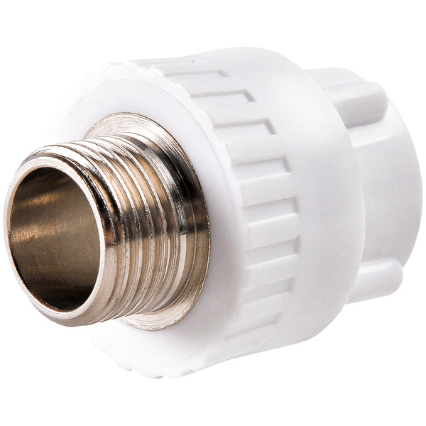 Муфта комбинированная полипропиленовая PPRC НР 25х1/2" наружная резьба, РВК, белая