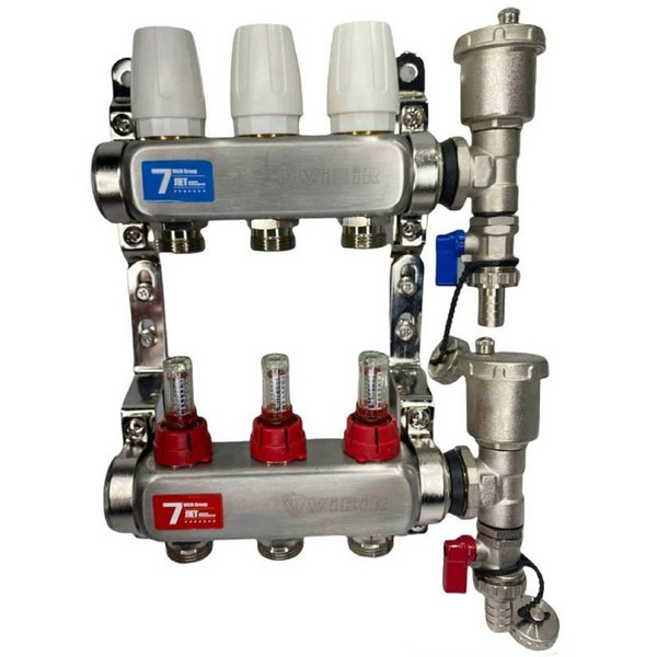 Группа коллект. VIEIR 1х3х3/4" с расходомер, дренаж. кр, воздухоотвод., нерж. сталь VR113-03A