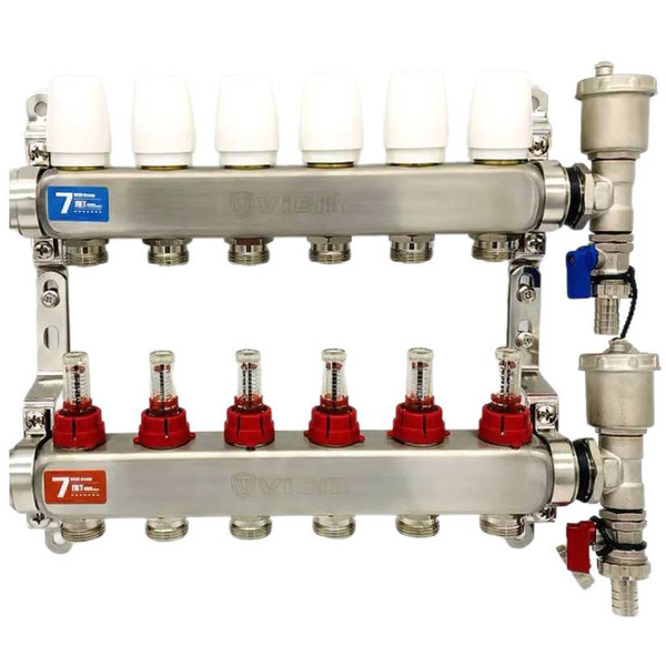 Группа коллект. VIEIR 1х6х3/4" с расходомер, дренаж. кр, воздухоотвод., нерж. сталь VR113-06A