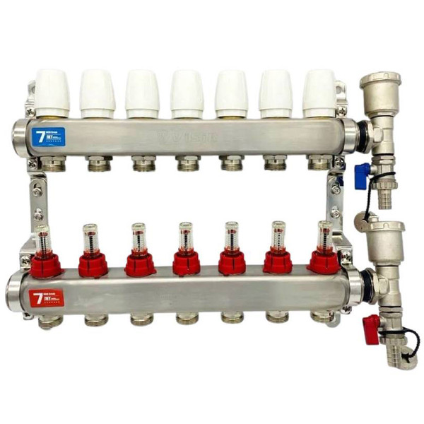 Группа коллект. VIEIR 1х7х3/4" с расходомер, дренаж. кр, воздухоотвод., нерж. сталь VR113-07A