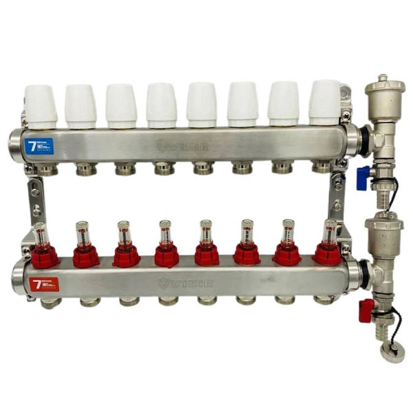 Группа коллект. VIEIR 1х8х3/4" с расходомер, дренаж. кр, воздухоотвод., нерж. сталь VR113-08A