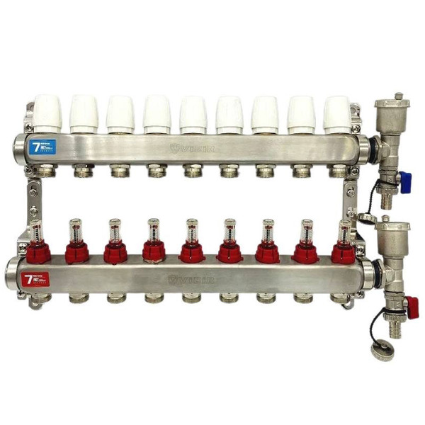 Группа коллект. VIEIR 1х9х3/4" с расходомер, дренаж. кр, воздухоотвод., нерж. сталь VR113-09A