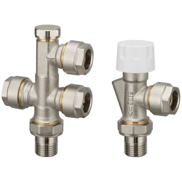 Комплект для бок/п рад. OGINT термост. с ниж/п труб для двухтр Ду 15 Ру10 1/2"x15 угл. ос. М30х1,5