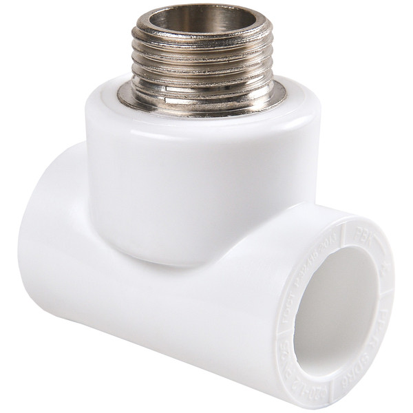 Тройник комбинированный полипропиленовый PPRC НР 20х1/2" РВК, наружная резьба, белый (уп. 50 шт)