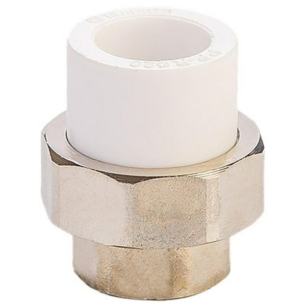 Муфта комбинированная ППР разъемная PPRC ВР 20х1" Lammin внутренняя резьба, белая (уп. 20 шт)